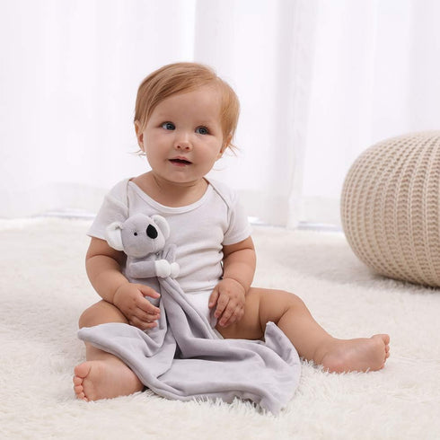 Apricot Lamb Stuffed Animals Security Blanket, Gray Koala Infant Nursery Character Luxury Snuggler Plush