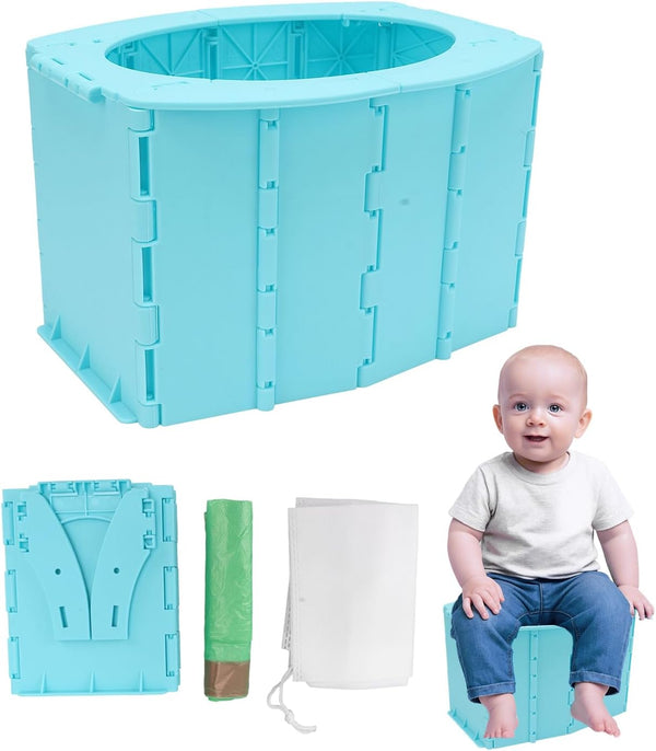 Portable Potty for Toddler Travel, Reusable Foldable Potty Training Toilet with Travel
