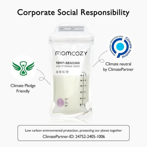Momcozy 6 200pcs Breastmilk Storing Bags, Temp-Sensing Discoloration Milk Storing Bags for Breastfeeding, Disposable