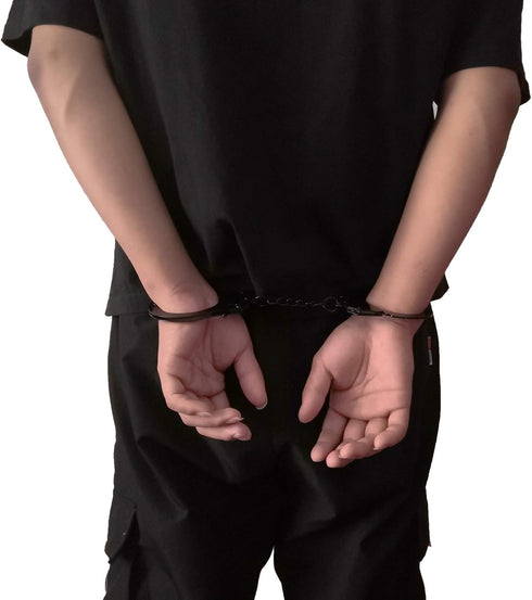 Metal Toy Handcuffs with Keys for Kids (Black)
