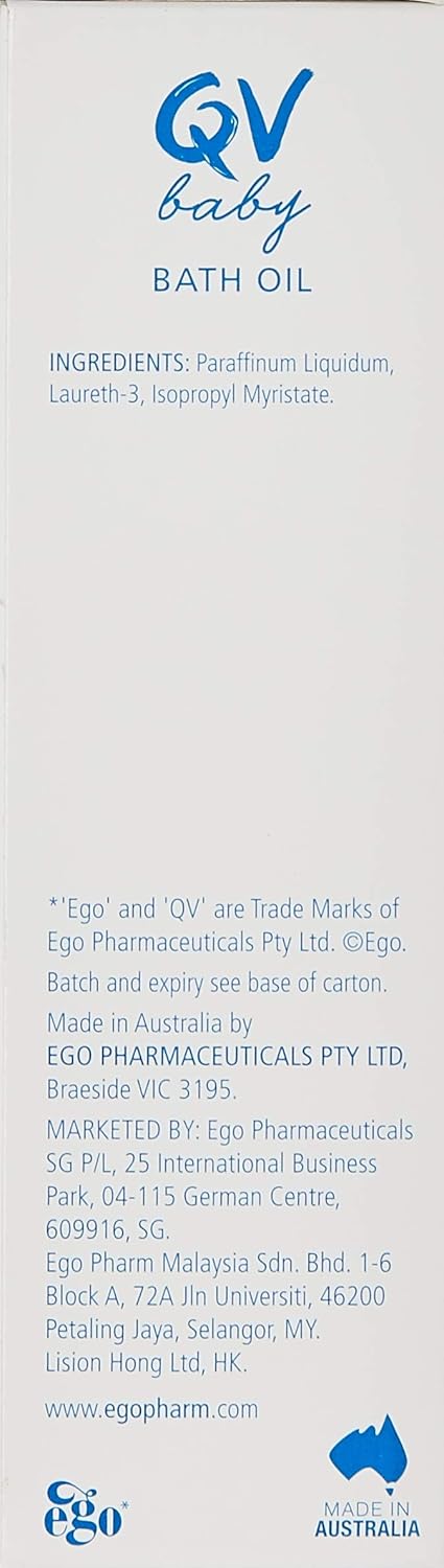 QV 250ml Baby Bath Oil -Moisturising Formula Helps Revive Large Areas of Dry or Sensitive Skin. Suitable for use on Dry