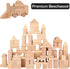 100 Pidoko Kids Wooden Blocks - Pcs - Building Blocks for Toddlers - Includes Storage Container with Shape Sorter Lid