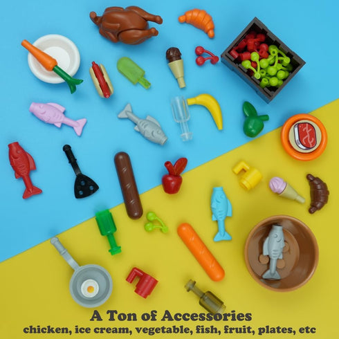 220pcs City Food Accessories Building Block, Friends-People Picnic Toys, Kitchen Restaurant DIY Pieces