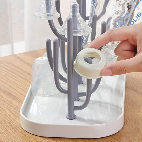 FEOOWV Baby Bottle Drying Rack with Base, Creative Tree Branch Baby Bottle Dryer Holder for Bottles, Teats, Cups, Pump