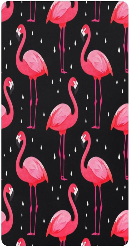 Bseiialft Flamingos Black Crib Sheets for Boys Girls Soft and Breathable Cotton Baby