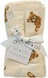 Cozy Ali+Oli Teddy Bear Swaddle & Burp Cloth Bundle Soft & Baby Essentials, Soft Rayon Made from Bamboo and Organic