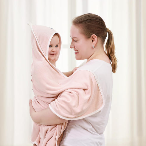 2 Pack 34"x 34" GRSSDER Baby Hooded Towel for Newborn, Super Soft Bath Towels with Original Design, Ultra Absorbent