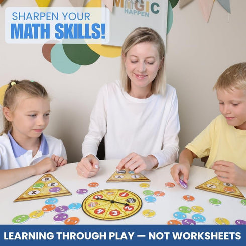 8-12, Matheroni Pepperoni Math Board Game - Multiplication & Division for Kids Ages Hunt & Solve Pepperonis - Pizza
