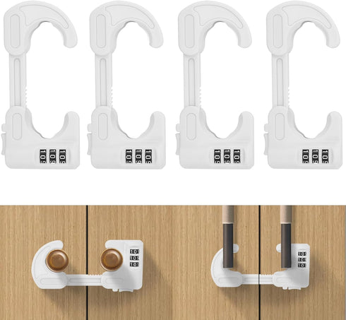 HoneSecur 4 Pack U-Shaped Cabinet Locks with Combination Baby Proofing Cabinet Lock Child