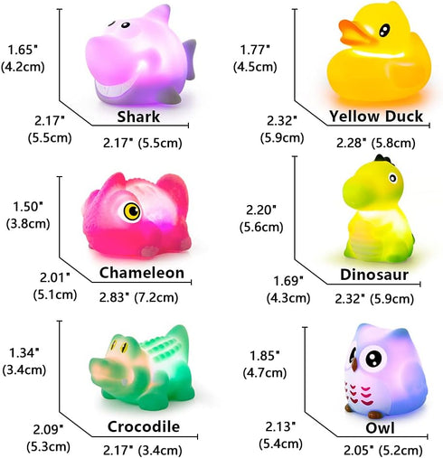 Woby Bath Toys for Toddlers 1-3 - No Hole Light Up Baby Bathtub Toys with Colorful Flashing LED Light (Funny Forest