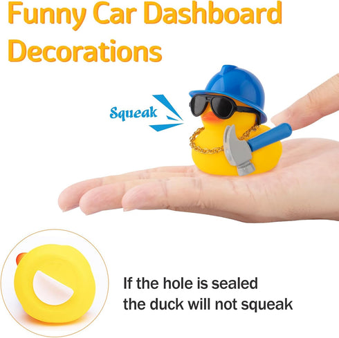 wonuu Car Dashboard Decorations Rubber Ducks, Construction Builder Rubber Ducky for Car Ornament Cute Duck with Tool