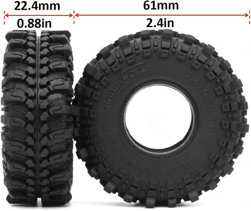 HOBBYSOUL 1.0 Mud Tires 61 * 22.4mm Super Soft Sticky 1.0 Crawler Tires for RC 1/18 TRX4M 1/24 AX24 SCX24 FCX24 Upgrade
