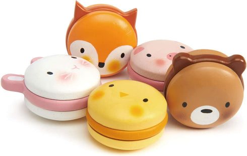 5 24M+ Tender Leaf Toys - Animal Macarons - Wooden Animal Themed Macarons for Tea Party, Small Toys for Goodie Bags