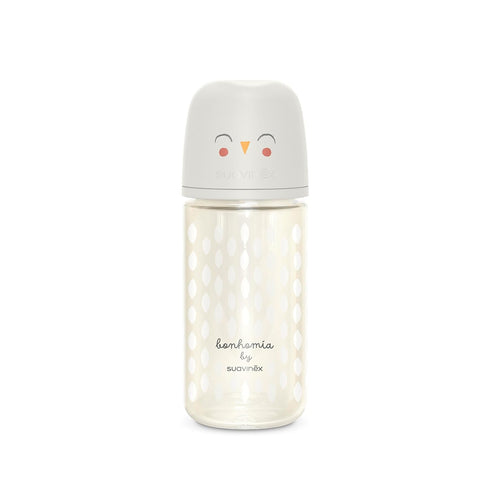 Suavinex Bonhomia Glass Baby Bottle with SX PRO Silicone Nipple, Anti Colic