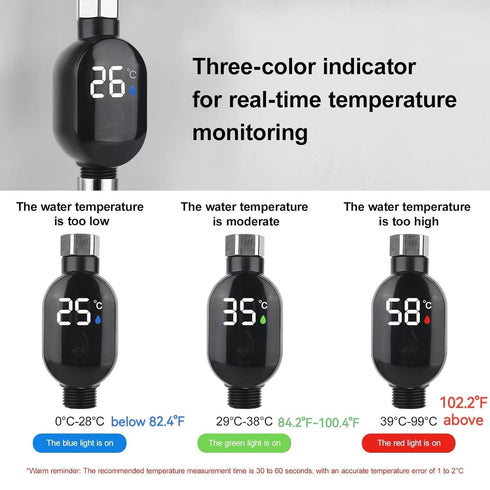 Javjicy Shower Thermometer,Water-Powered Shower Head LED Temperature Display,Smart Instant Read Digital Bath