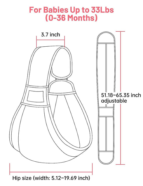 0-36 33 lbs Baby Sling Carrier for Newborn, Pure Cotton Soft and Breathable Baby Carrier for Everyday Use, Adjustable
