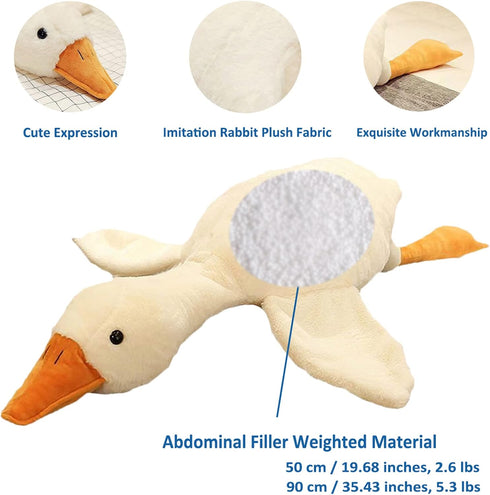 Doireum 2.6 lbs 19.68" Swan Stuffed Animal, Weighted Plush Swan Toy Goose Weighted Plush Animals Duck Stuffed Animals