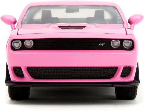 Pink Slips 1:24 2015 Dodge Challenger SRT Hellcat Die-Cast Car, Light Blue/Pink