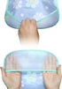 Waterproof Baby Bib Infant with Snaps - Fits Baby & Toddler 6-24 Months, 4pcs (Floral Bunny Fish)