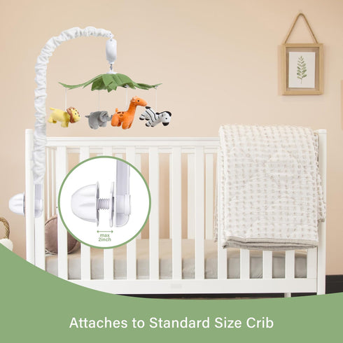 ZYATKSML 12 Crib Mobile, Baby Mobile with Lullabies, Musical Baby Crib Mobile for Boys or Girls, Safari Animals Crib