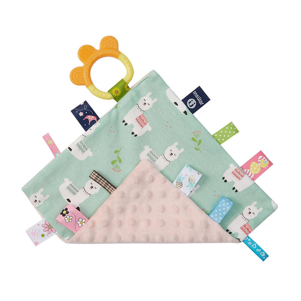 Lovey Alpaca Security Blanket with Tags, Soft Plush Minky Baby Taggies Sensory Blanket for Boys and Girls (10" x 10")