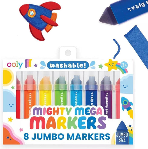 Ooly Thick Toddler Markers with Jumbo Grip, Mighty Mega Triangle Tip Markers