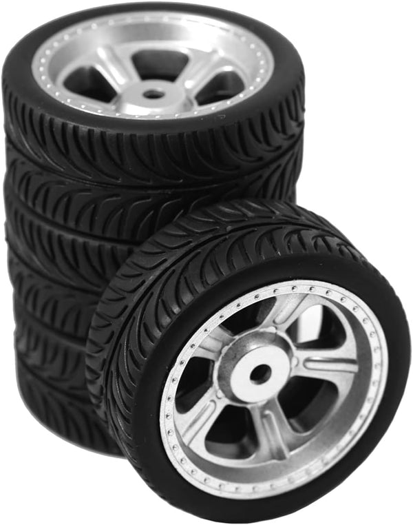 ShareGoo OD 2.55" RC 12mm Hex Plastics Wheel Rims & Rubber Tires for RC 1/10 On-Road Racing