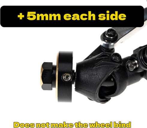 RampCrab Hex Wheel Hubs Extension Kit +5mm for SCX24 AX24, Brass Extended Hex Hub Wheel Spacers for RC Crawler Car