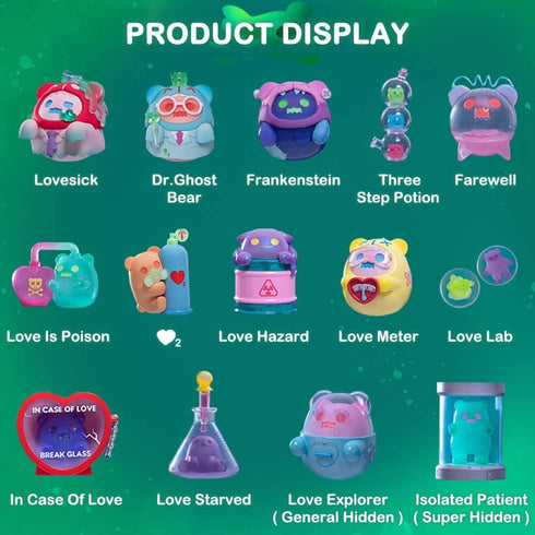 BEEMAI 1PC Ghost Bear Lovesick Lab Series Random Design Cute Figures Desktop Ornament Collectible Toys Birthday Gifts