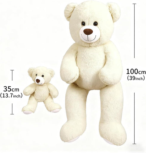 Yeqivo Christmas(100CM,White) Big Teddy Bear Stuffed Animal Big Teddy Bear Mama with Baby Giant Teddy Bear Stuffed