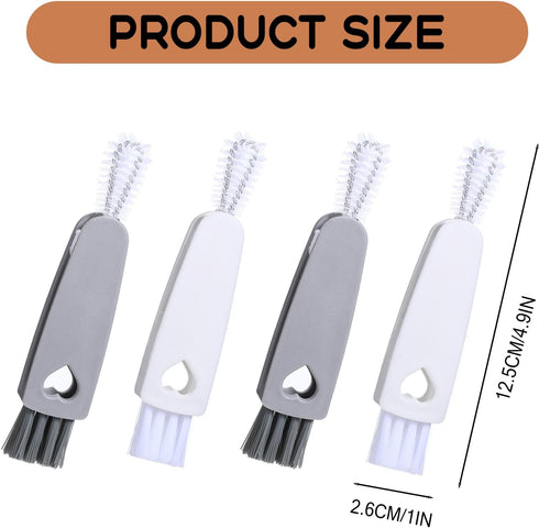 Apausvcm 4Pcs 3 1 Set in Cup Lid Cleaning Brush, Crevice Cleaning Brush Mini Multi-Functional Clean Brushes Portable