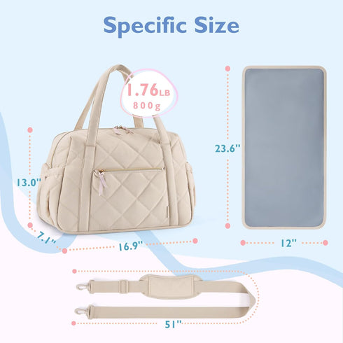 mommore 2 Diaper Bag Tote Large Expandable Baby Travel Tote for Kids Twins, Quilted Hospital Bag for Mom, Weekender