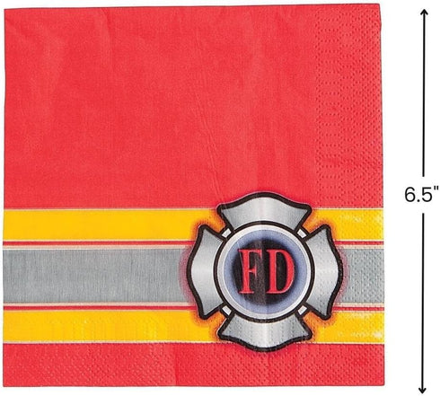 Fun Express Fire House Hero Lunch Napkins (16pc) - Birthday Party Supplies Tableware