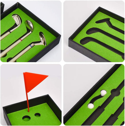 Mini Golf Set Pen - Red, Blue, and Black Ink, Fun Desktop Accessories for Office, Study, Birthday Gift