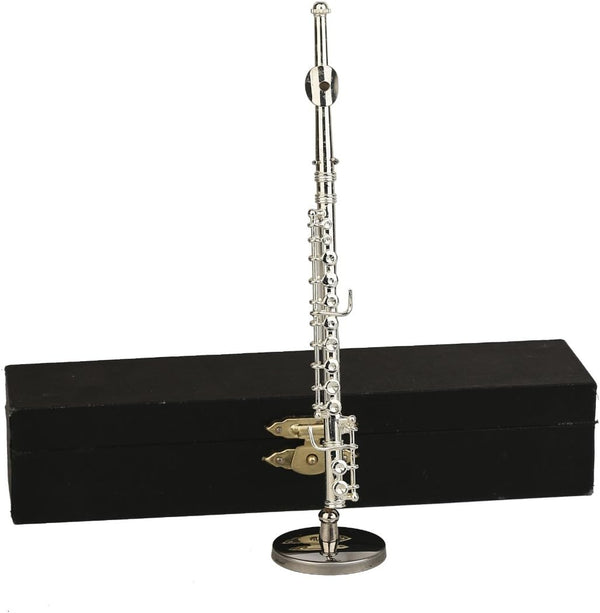 Dselvgvu Copper Miniature Flute with Stand and Case - Mini Musical Instrument Dollhouse Model Home Ornament