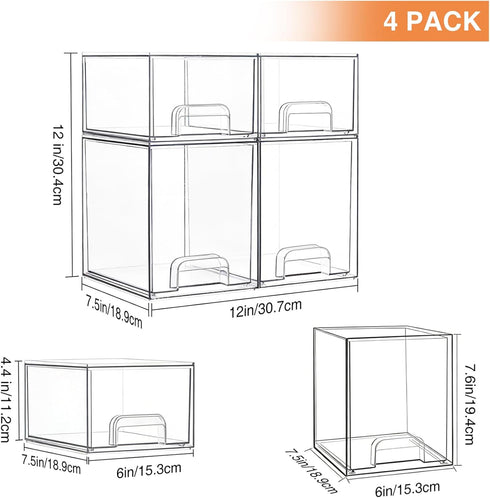 Countertop 4 1 TOOGE Stackable Baby Bottle Organizer: Acrylic Bottle Organizer Baby Storage Drawers Clear Bottle