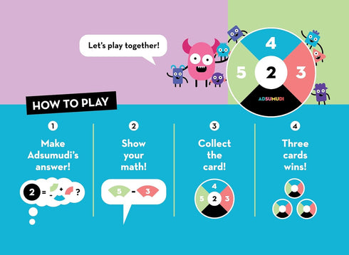 Adsumudi Math Game - Little Ones - The Adorably Fun Game for Clever Kids to Grow Their Addition, Subtraction and Mental Math Skills - Great for Ages 4 and Up