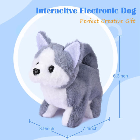 WorWoder Plush Husky Dog Toy, Electronic Interactive Puppy - Walking, Barking, Tail Wagging Companion Animal for Kids