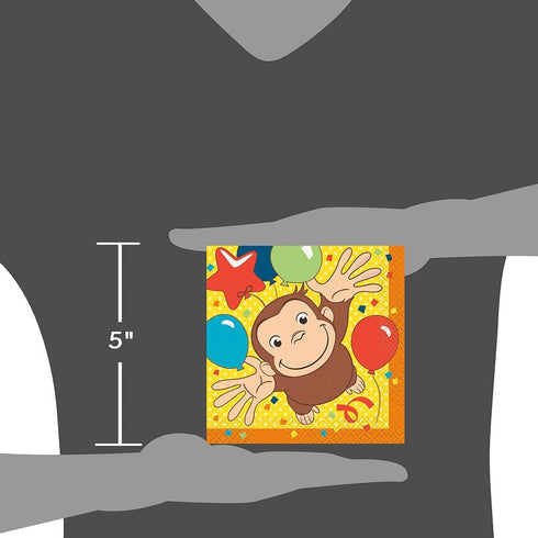 Unique Curious George Beverage Paper Napkins - 5" x 5", 16 Pcs Multi