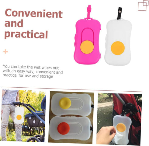 HAKIDZEL 2-Pack Portable Wipe Dispenser Silicone Button Travel Wipe Holder Refillable Outdoor Tissue Box Waterproof
