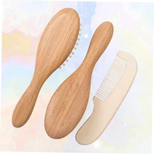 Ipetboom 3pcs Set Newborn Hair Brush Cradle Cap Brush for Babies Infant Shower Comb for Bathing Tools Hair Cleaning