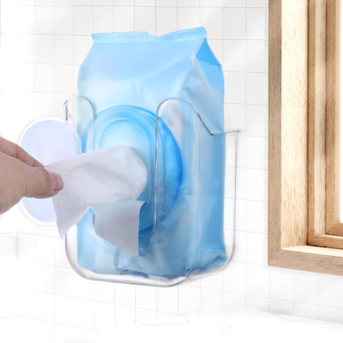 Bruislard Wipes Dispenser Flushable Wipes Holder for Bathroom Wipe Container Clear Wipe Dispenser Wall-Mounted Tissue