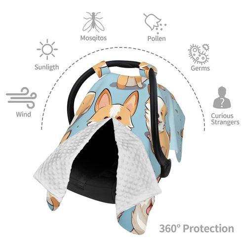 KKLWEGU Corgi Pattern Corgi Pattern Baby Car Seat Canopy Cover, Multi Use Breathable Nursing Breastfeeding Covers