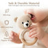 Generic Set 0-12 Organic Crochet Bear Baby Rattle Toy - Handmade Newborn Gift with Teether & Pacifier Holder - BPA-Free