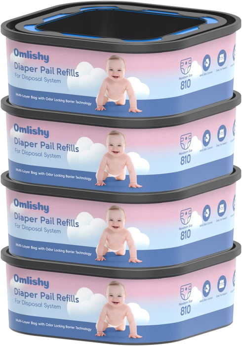 Omlishy Jumbo Square Bags Refill Compatible with Diaper Genie Compact, Select Pails (Not