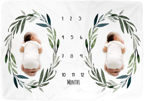Kute 'n' Koo Premium Fleece Twins Baby Monthly Milestone Blanket, Large Personalized Photography Background for Girl Boy