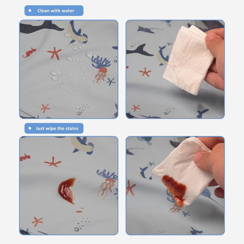 Waterproof Long Sleeve Bibs for Toddlers - Smock with Food Catcher Pocket for Easy Feeding