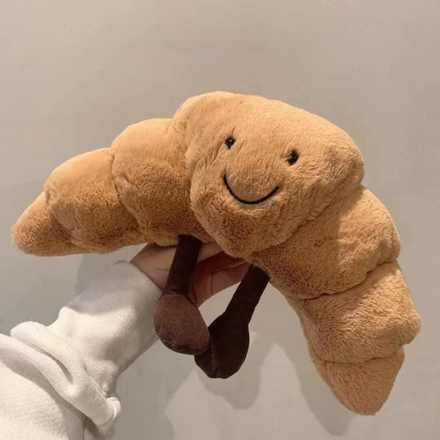 WeightedPlush 9" Croissant Plush, Cute Smile Bread Pillow Stuffed Animals, Funny Soft Food Toy for Kids