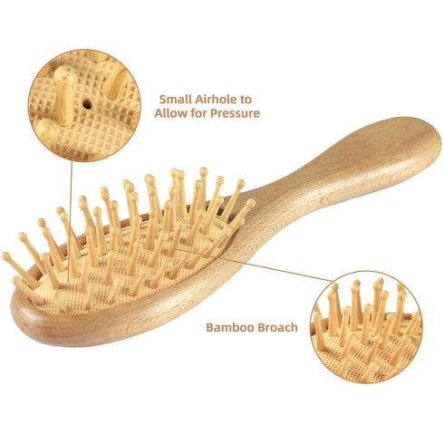 Baby Hair Brush and Comb Set (4-Piece) - Wooden Beechwood Brush Set for Newborn