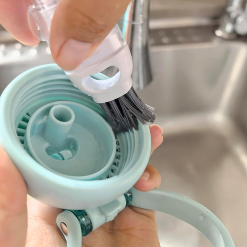 NiuXTool 4-in-1 2 Cup Lid Gap Cleaning Brush Kit Compact Multifunctional Bottle & Lid Cleaner with Silicone Rim Brush
